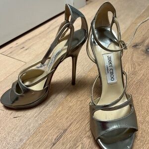 Jimmy Choo sandal heels 37.5 silver